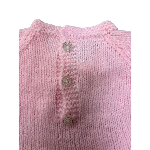 Vintage Handmade Baby Dress & Cardigan Set – Pink Knit Lace, Special Occasion Ou - Picture 11 of 16